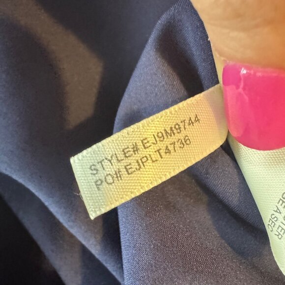 Eliza J Floral Faux Wrap Midi Dress Navy Blue Multi 3/4 Sleeve Lined Size 4 - Picture 8 of 13